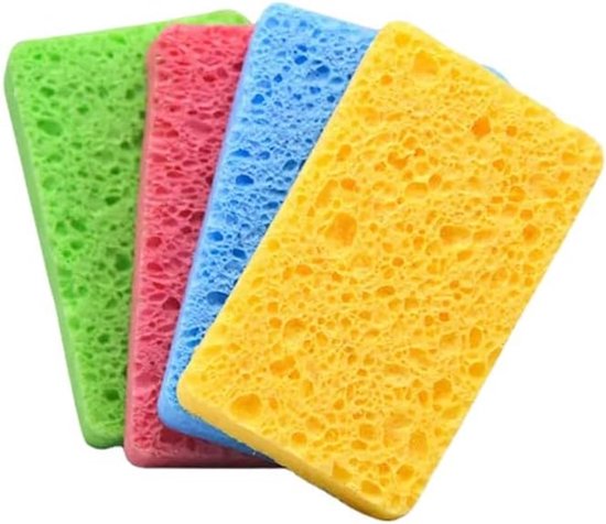 6 stuks paars geperst houtpulp katoen, water zwelling spons, keuken absorberende afwas handdoek, reinigingsblok, niet-vette doek, 11 x 7,2 x 1,5 cm — afbeelding 4