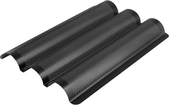 3 stuks baguette-bakvorm, 3 stuks, baguetteplaat, 3 putten, anti-aanbak, baguettevorm voor oven, broodbakvorm voor 3 baguettes, 38,5 x 28,5 cm — afbeelding 5