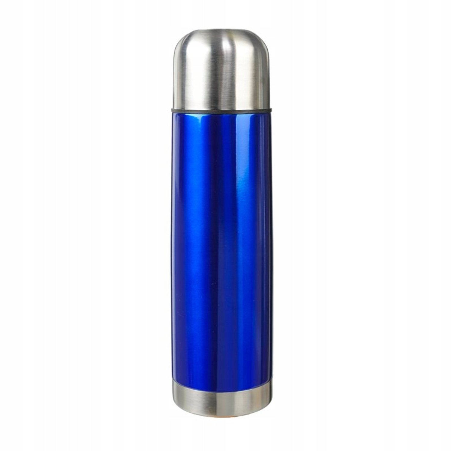 Merloos Metalen Thermosfles 480ml met 2 Mokken, Blauw/Zilver