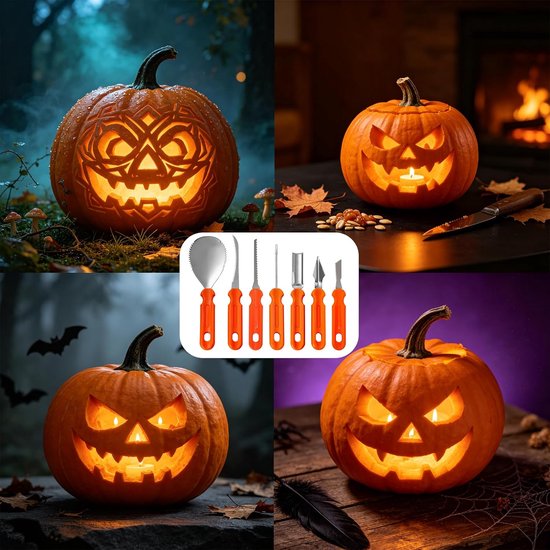 7 stuks Halloween pompoen snijset, doe-het-zelf Halloween pompoen snijset — afbeelding 3