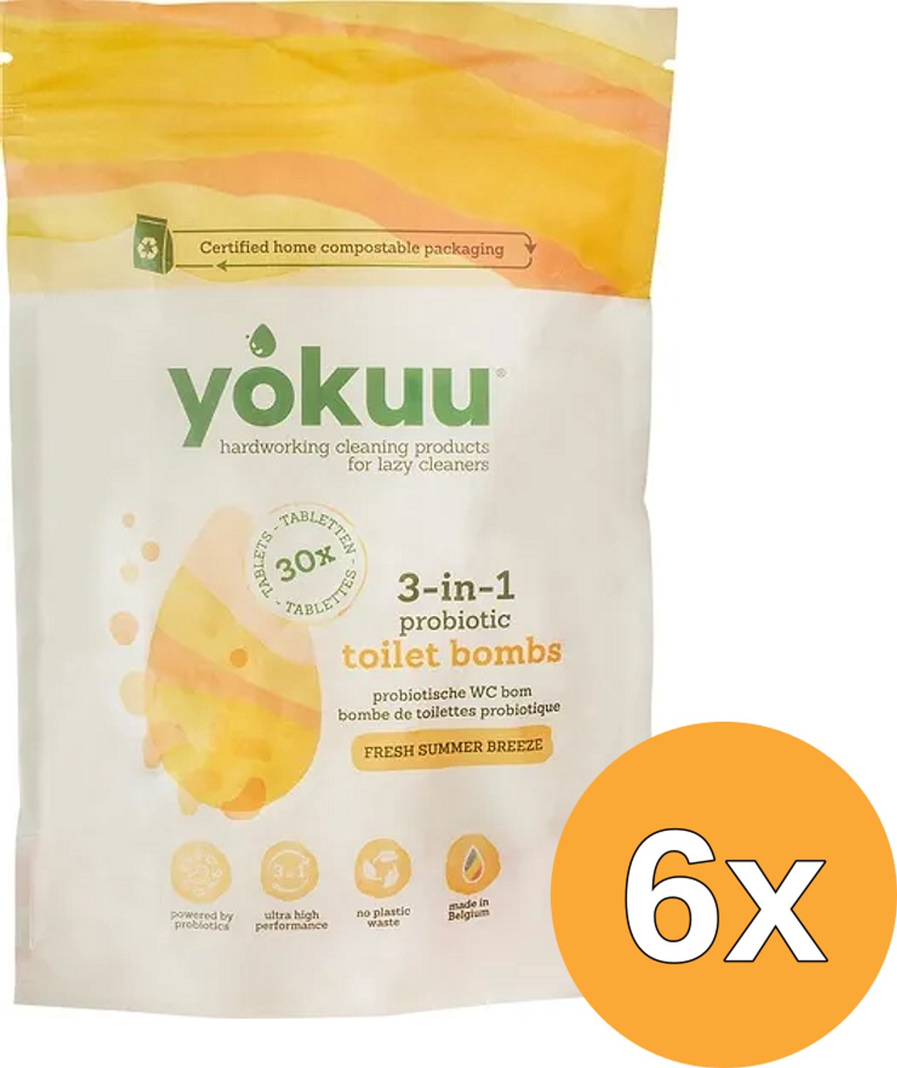 6x Yokuu Wc-Reiniger Fresh Summer Breeze (30 stuks)