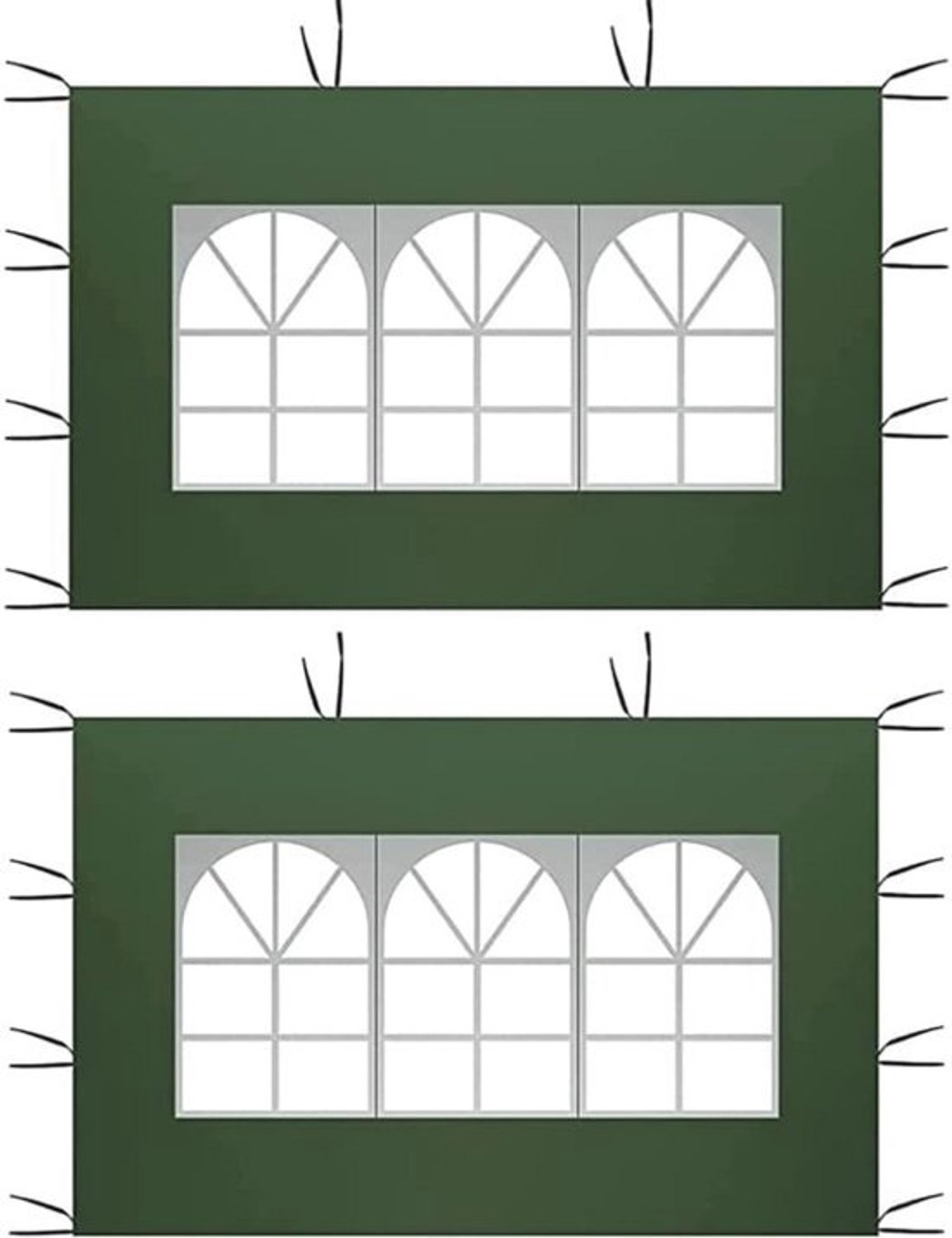 Zijpanelen voor paviljoen - met PVC-venster - 2 stuks - Waterdicht - met UV-bescherming - Ideaal voor tuin - en outdoor evenementen