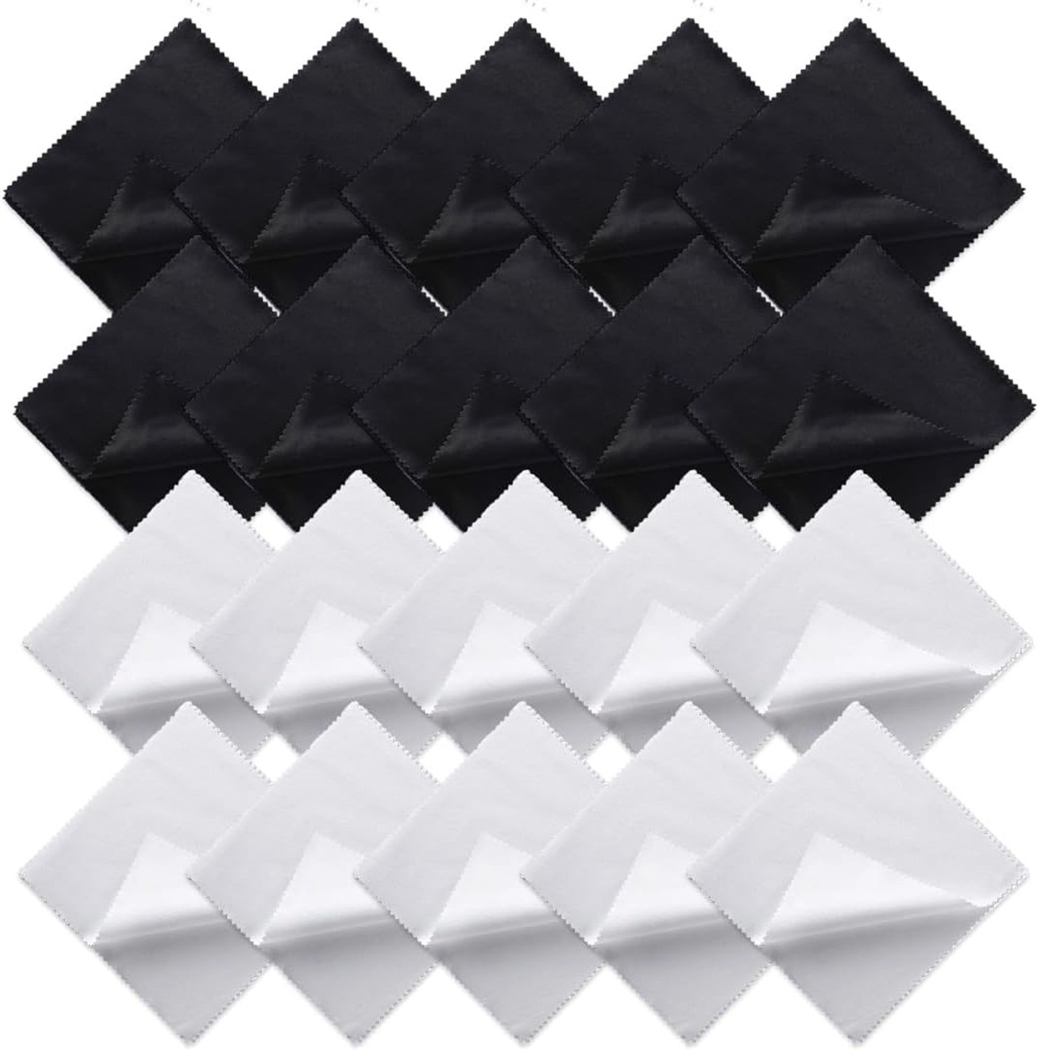 Microvezel Brillenpoetsdoek - Zwart/Wit - 15 x 18 cm - Extra Zacht en Absorberend - Voor Brillen en Schermen