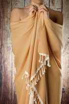 Happy Towels Hamamdoek Klassiek | 90 x 210 cm | 100% biokatoen - Sahara Zand - omgezoomde randen