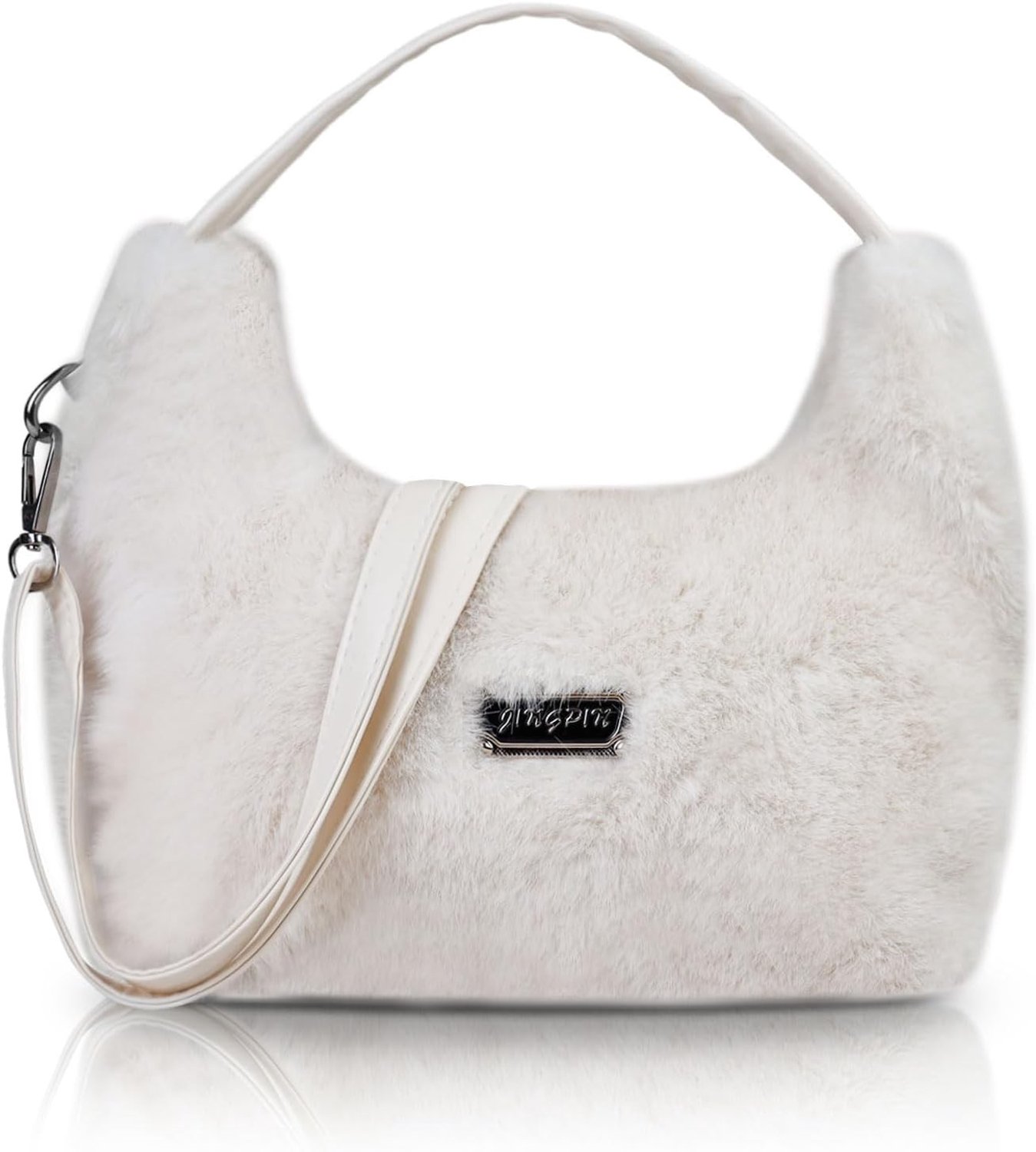 Trendy pluche schoudertas voor dames, veelzijdige handtas met rits, crossbody tas met afneembare schouderriem voor onderweg en uitjes