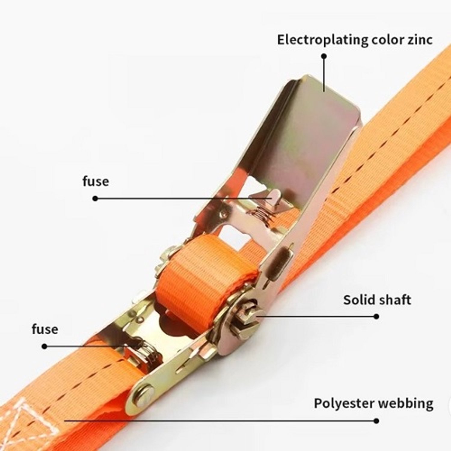 Kronwald® Spanband met ratel - 6m - oranje spanband - polyester spanband - sjorband met ratel