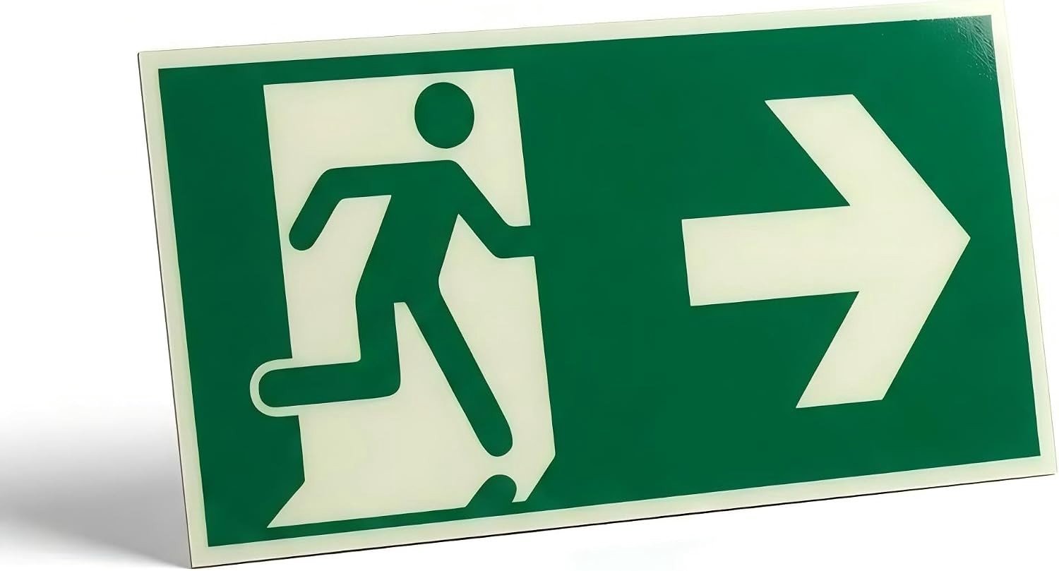 Nooduitgangsysteem met Verlichte Pijlen, Zelfklevend Aluminium, 300 x 150 mm voor Veiligheid en Evacuatie