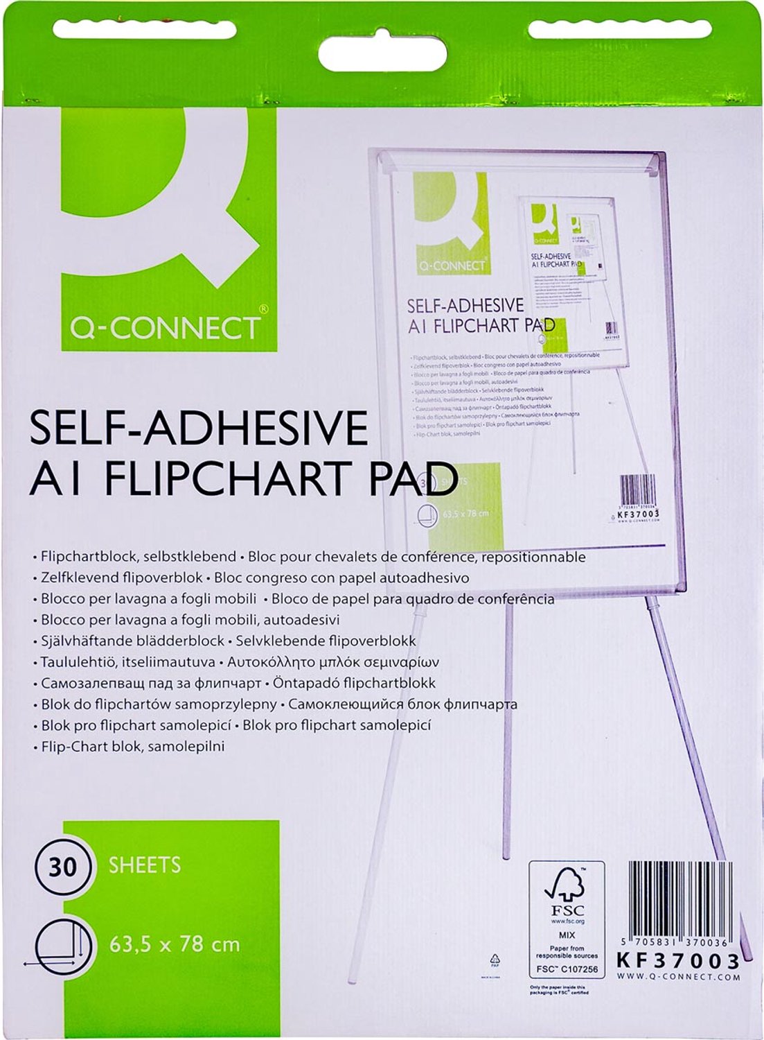 Q-CONNECT flip-overblok, zelfklevend, ft 63,5 x 78 cm, 30 vel 2 stuks