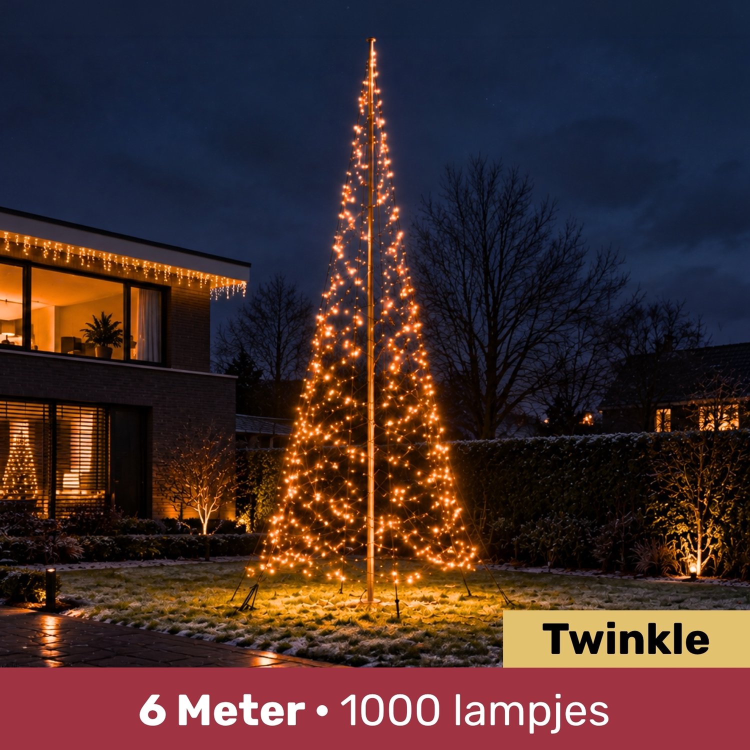Blynx LED Kerstboom Buiten - 6 Meter - 1.000 Warm Witte LED Lampjes - Twinkle Effect - Vlaggenmast Kerstboom - Exclusief Mast - Met Timer - IP44