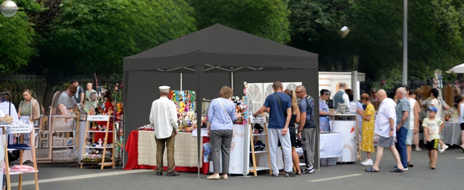 Zijwanden voor Partytent 3x3m - 2 stuks, Zwart