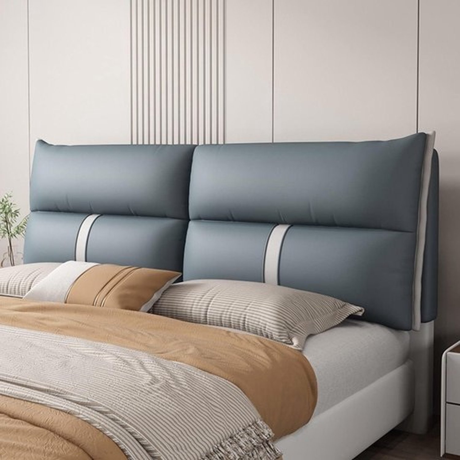 Hoofdbordkussen - Gestoffeerd wandkussen voor bed - Voor extra comfort - Waterbestendige stof - 180 x 60 cm - Blauw