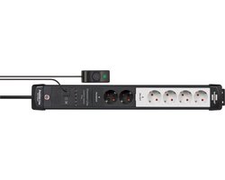 Premium-Line Comfort Switch Plus stekkerdoos 6-voudig zwart/lichtgrijs 3m H05VV-F 3G1,5 2 x permanente, 4 x schakelbare