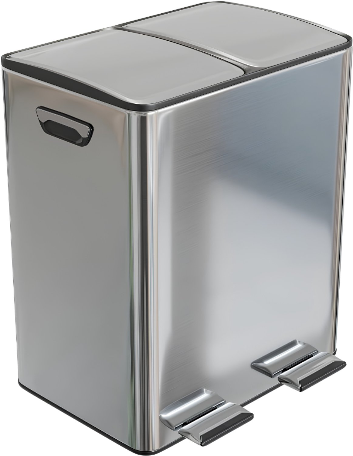 JCP® Dubbele Prullenbak - Dubbel Prullenbak - Duo Pedaalemmer - Zilver - 52cm x 30cm x 45cm