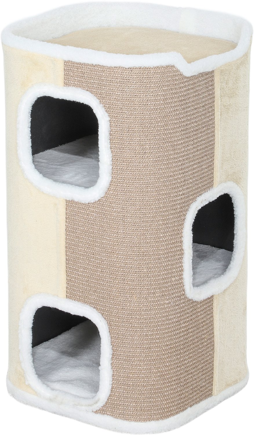 Pawona Krabton - 3 niveaus - Met sisal en pluche - 40 x 40 x 74 cm - Beige/Wit
