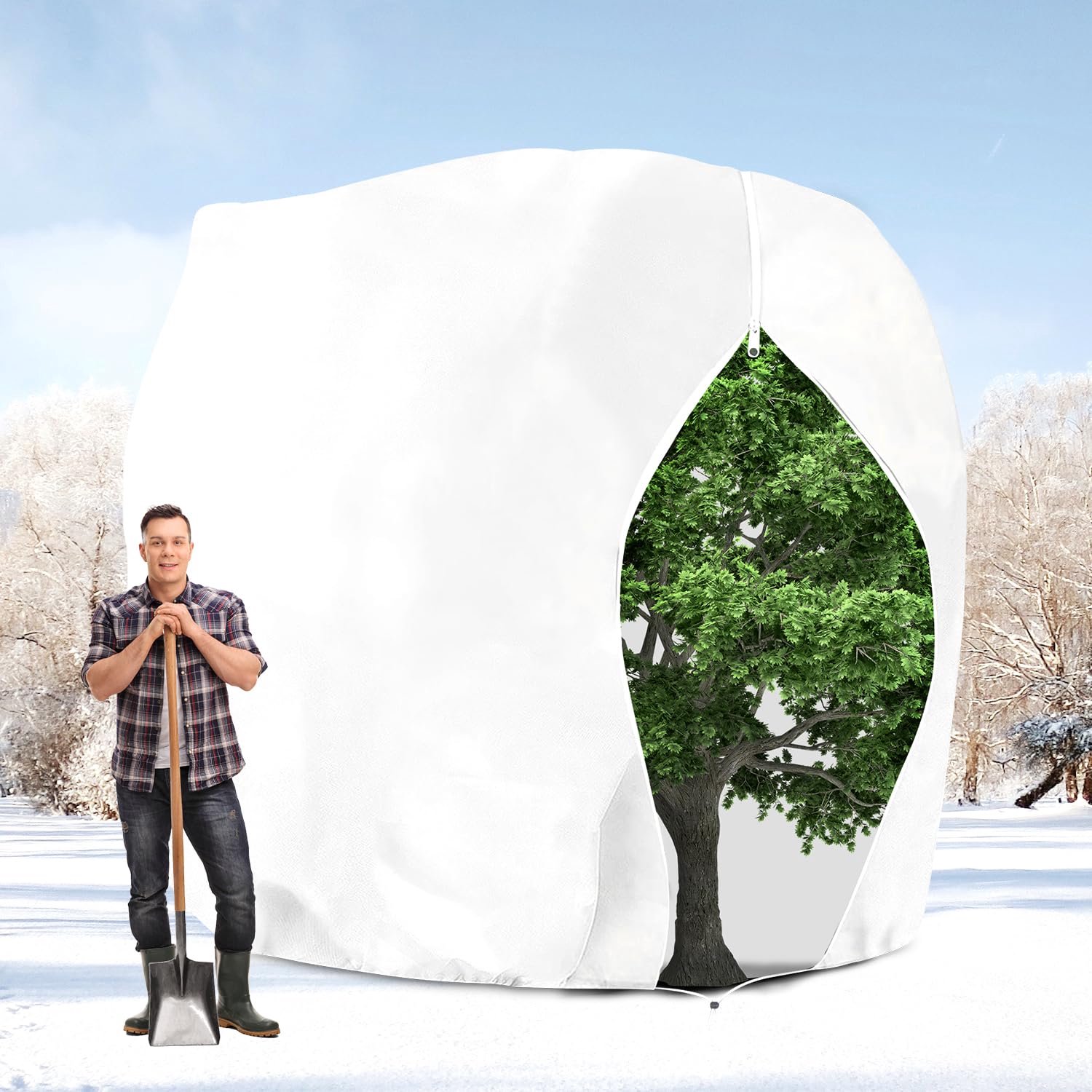 Famanu - Winterbeschermhoes voor Planten - Bescherming tegen vorst - Sterk polyethyleen - Wit 1 stuk