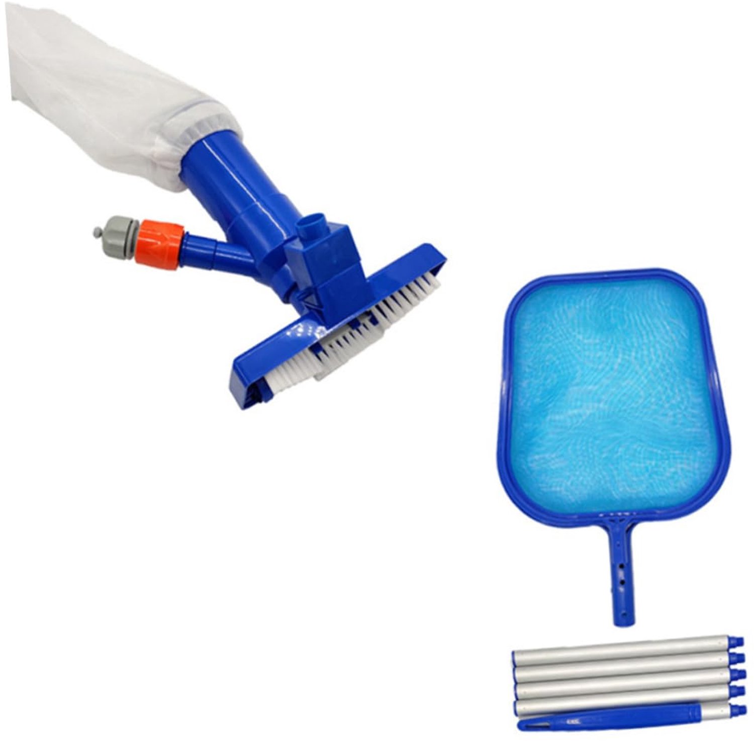 Famanu - Zwembad Schoonmaakset - Verwijdert bladeren en vuil uit zwembaden en vijvers - Duurzaam en praktisch - Blauw 1 stuks