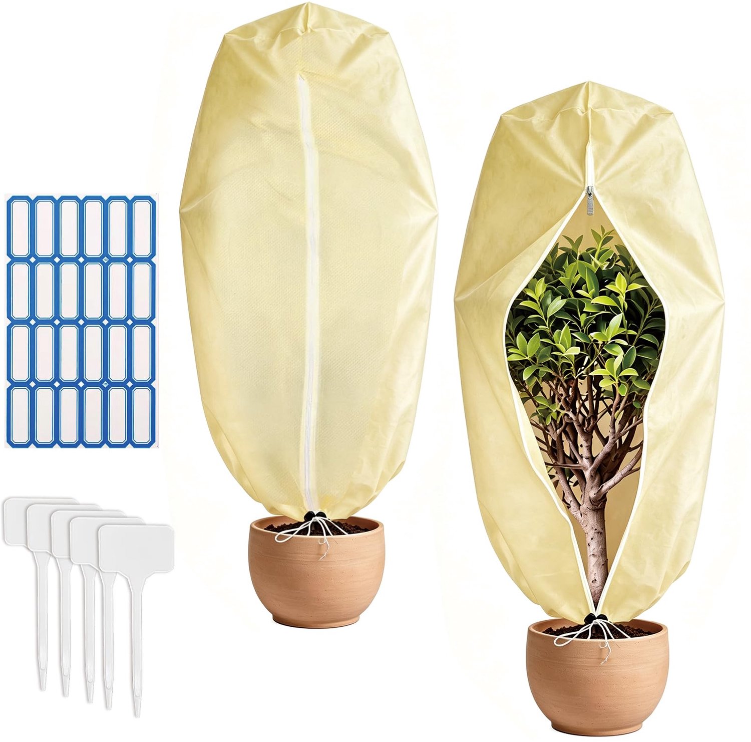 Famanu - Vorstbescherming voor Planten - Beschermt tegen kou en vorst - Duurzaam polyester - Groen 2 stuks