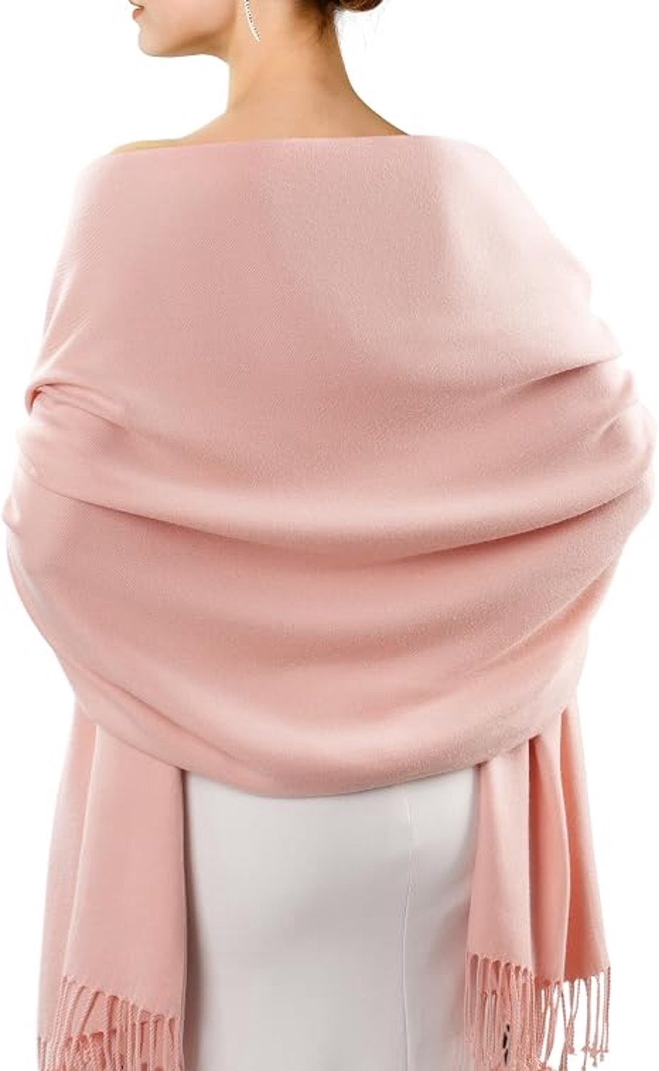 Extra groot — Zachte damessjaal — Luxe polyester omslagdoek — Veelzijdig accessoire voor bruiloften en reizen (lichtroze)