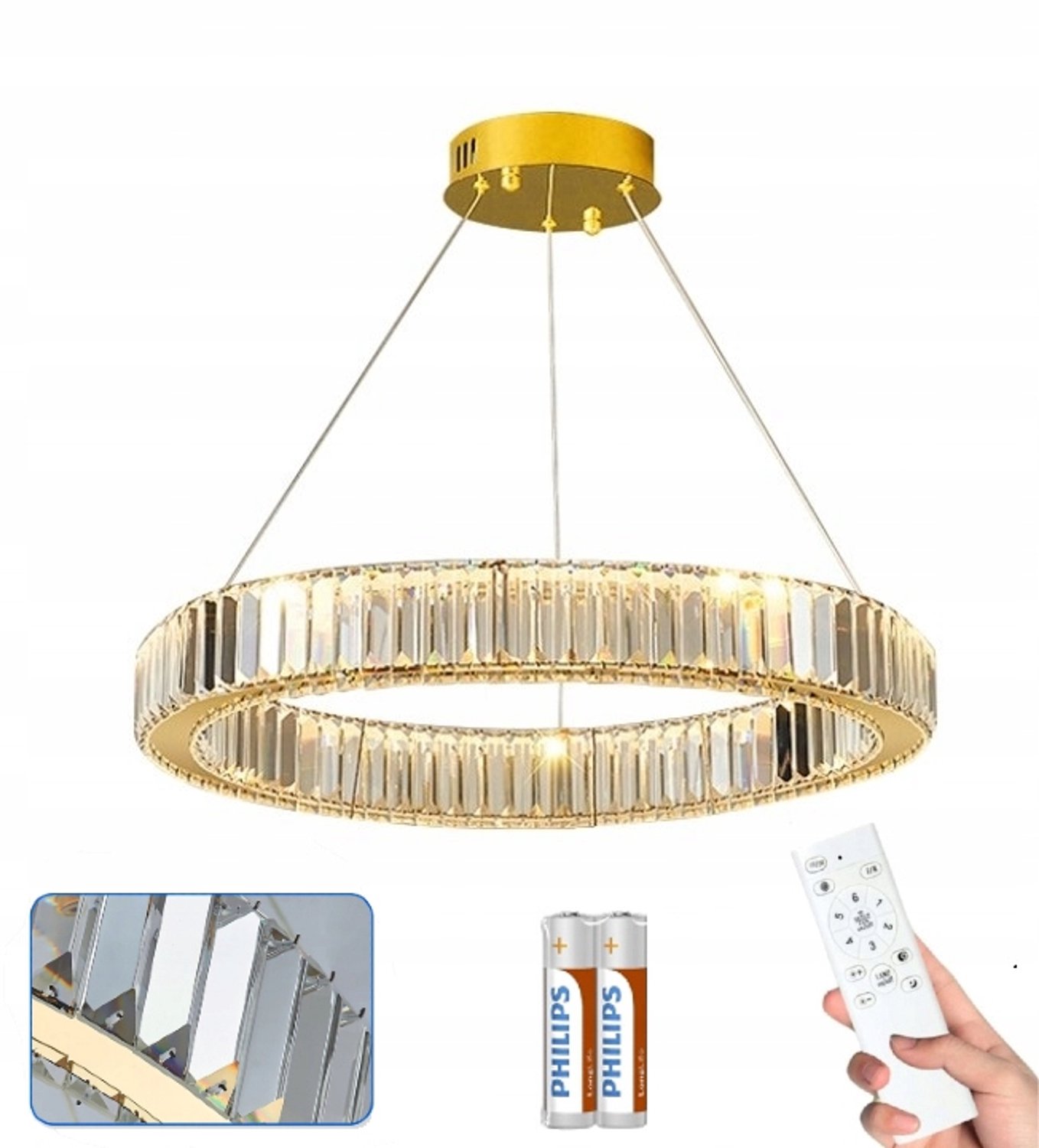 Moderne LED Plafondlamp Ring 60cm Goud Verstelbaar