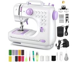 Delgeo Mini Naaimachine - Handnaaimachine met Accessoires - - 12 steektypen - Draagbaar & Elektrisch - Ideaal voor Beginners en Reparaties - 2 Snelheden