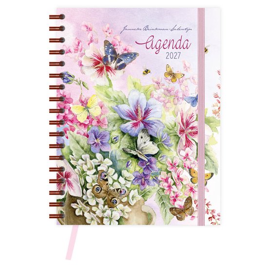 Agenda 2027 met een aquarel van Janneke Brinkman met bloemen en vlinders.