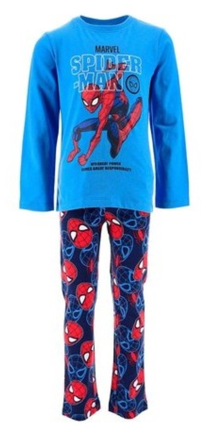 Marvel Spider-Man Kinderpyjama – Blauw/Rood – Tweedelig – Lange Mouwen & Lange Broek - Maat 104