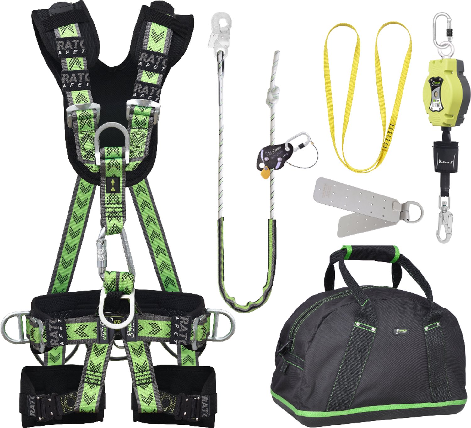 Kratos complete set valbeveiliging Comfort-Plus - Valstopblok - Werkpositielijn - Ankerstrop - Ankerpunt - Maat L-XXL