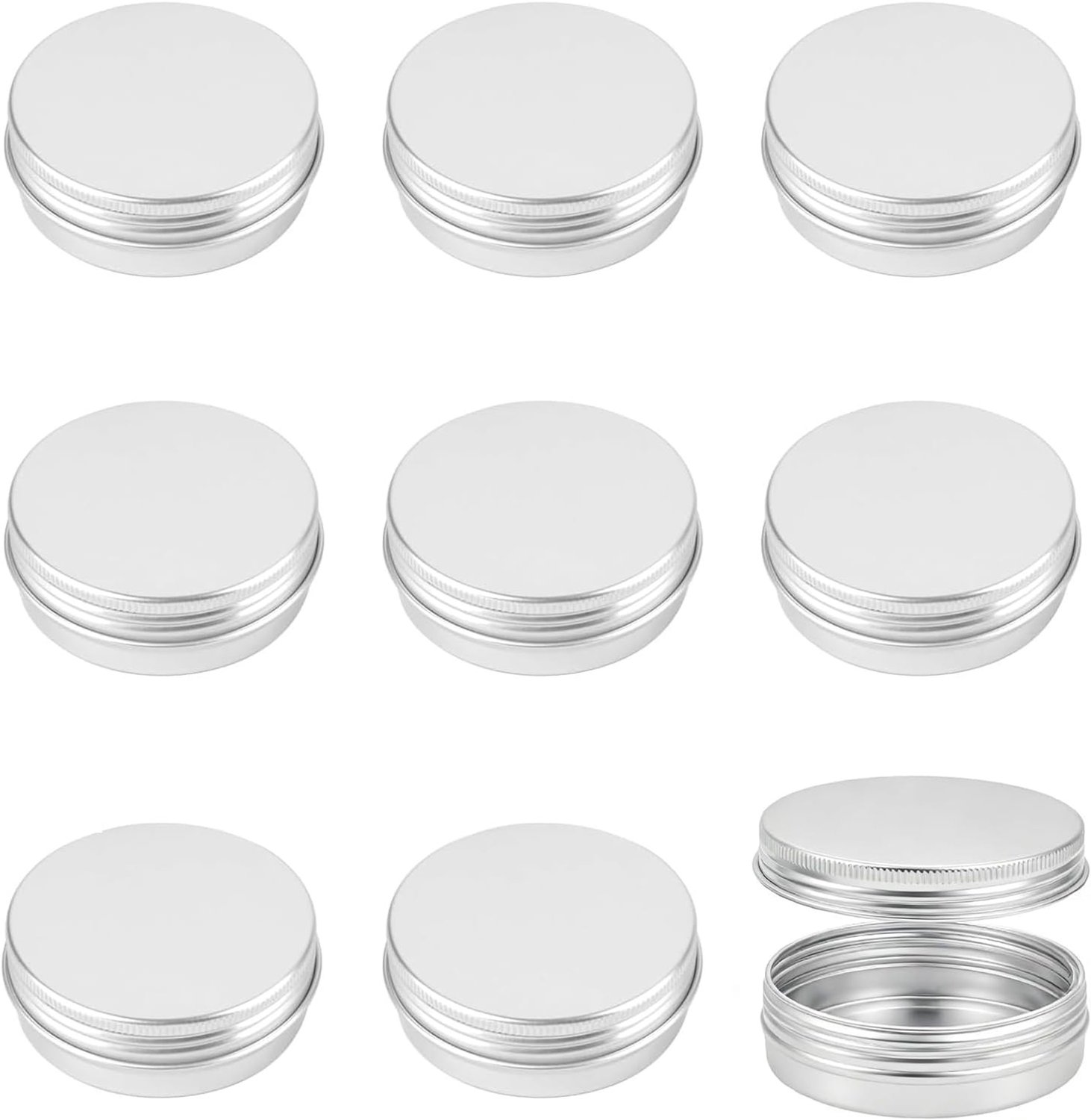Set van 8 Aluminium Potjes 15ml voor Crème, Lipbalsem en DIY Opslag - Ideaal voor Kaarsen en Sieraden