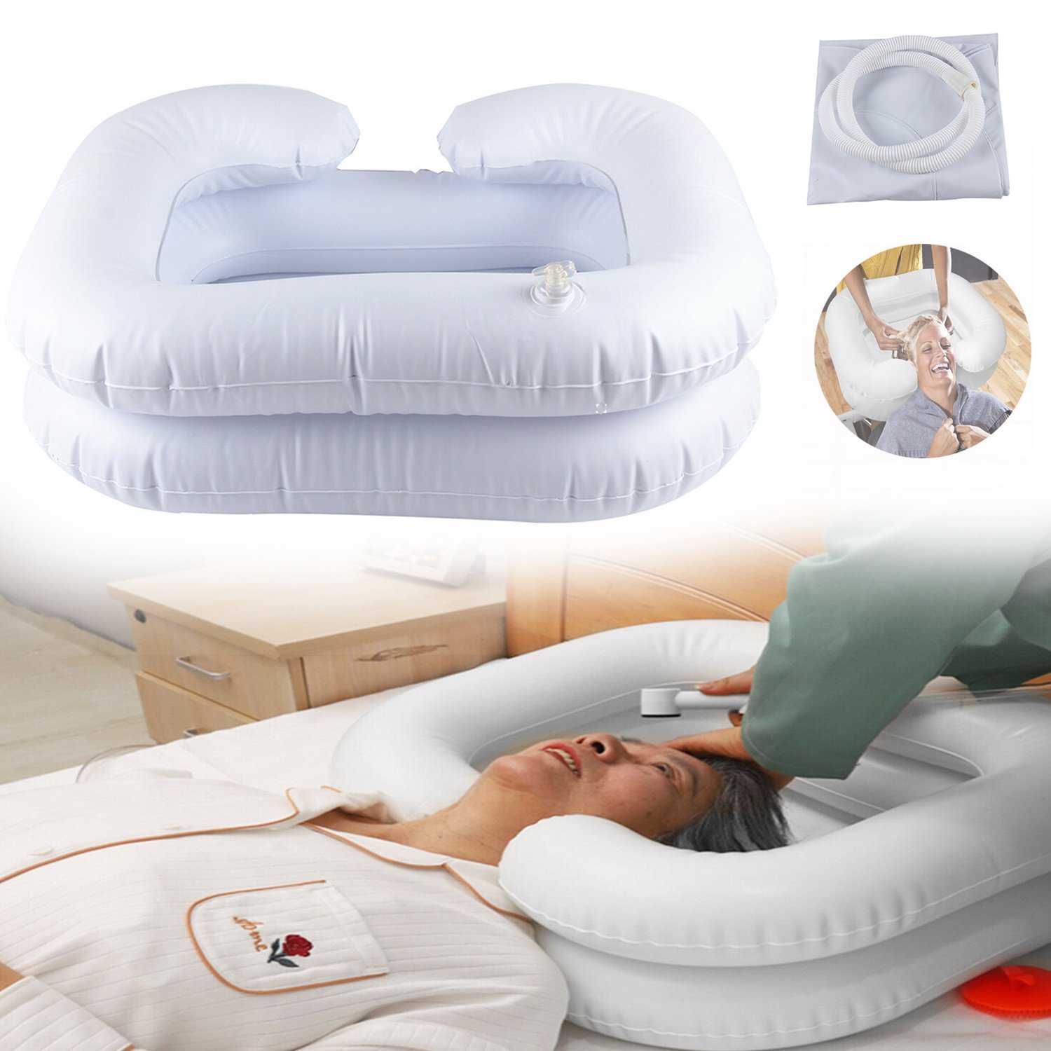 Opblaasbare Haarwasbak, Haarwasbak Voor Gebruik Aan Bed, Draagbare Wasbak Voor Haarwassen, Voor Gebruik op Reis en Thuis.