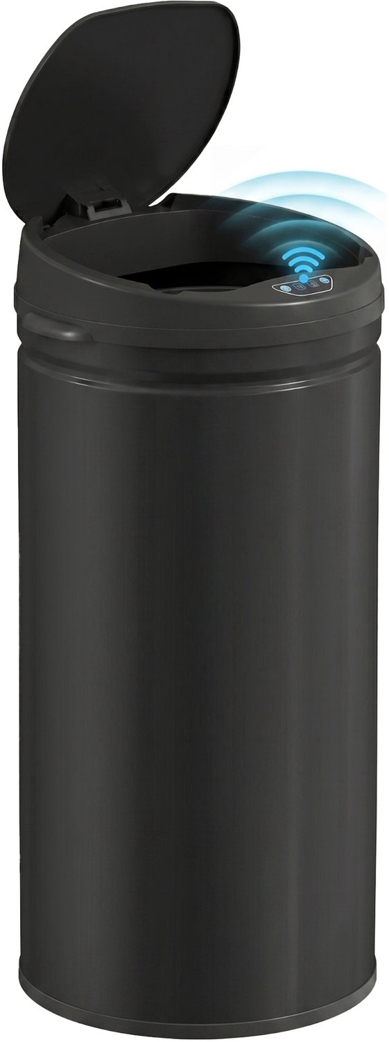 Automatische keukenafvalbak van roestvrij staal- 42 liter - Afvalbak met softclose deksel - 30 x 5 x 30 x 5 x 68 cm - Zwart