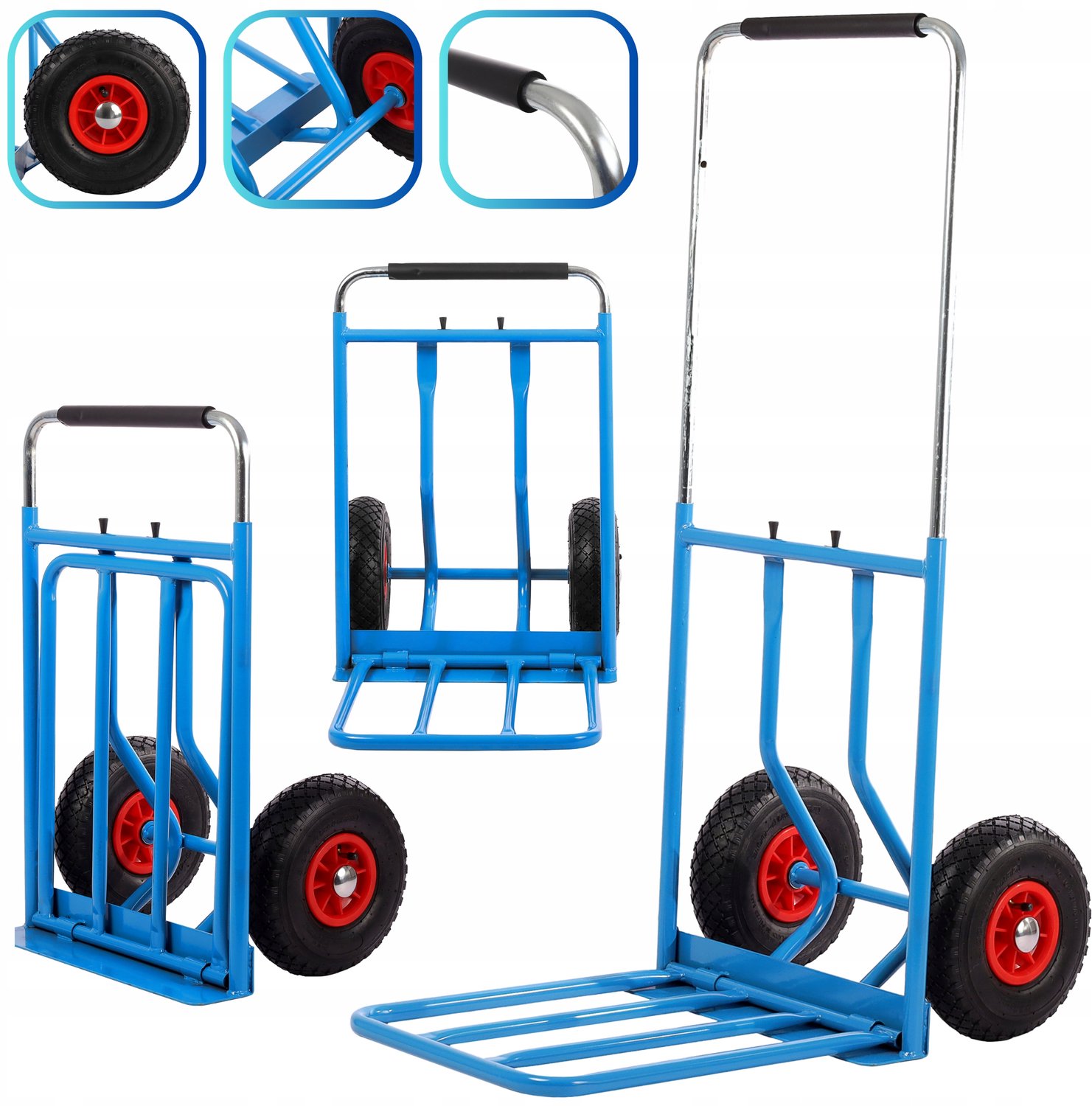 Opvouwbare magazijnkar 150 kg met luchtbanden