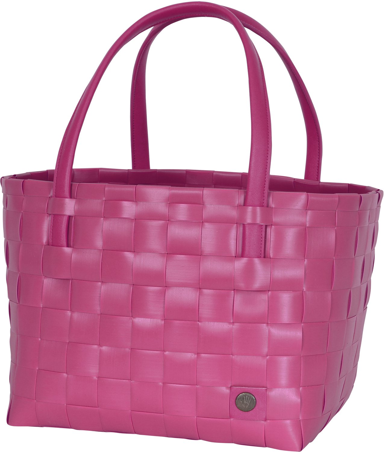 Handed By - Duurzame handgevlochten boodschappentas met luxe zachte hengsels - Shopper - Weekendtas - Strandtas - Sporttas - Color Match - Framboos - raspberry pink
