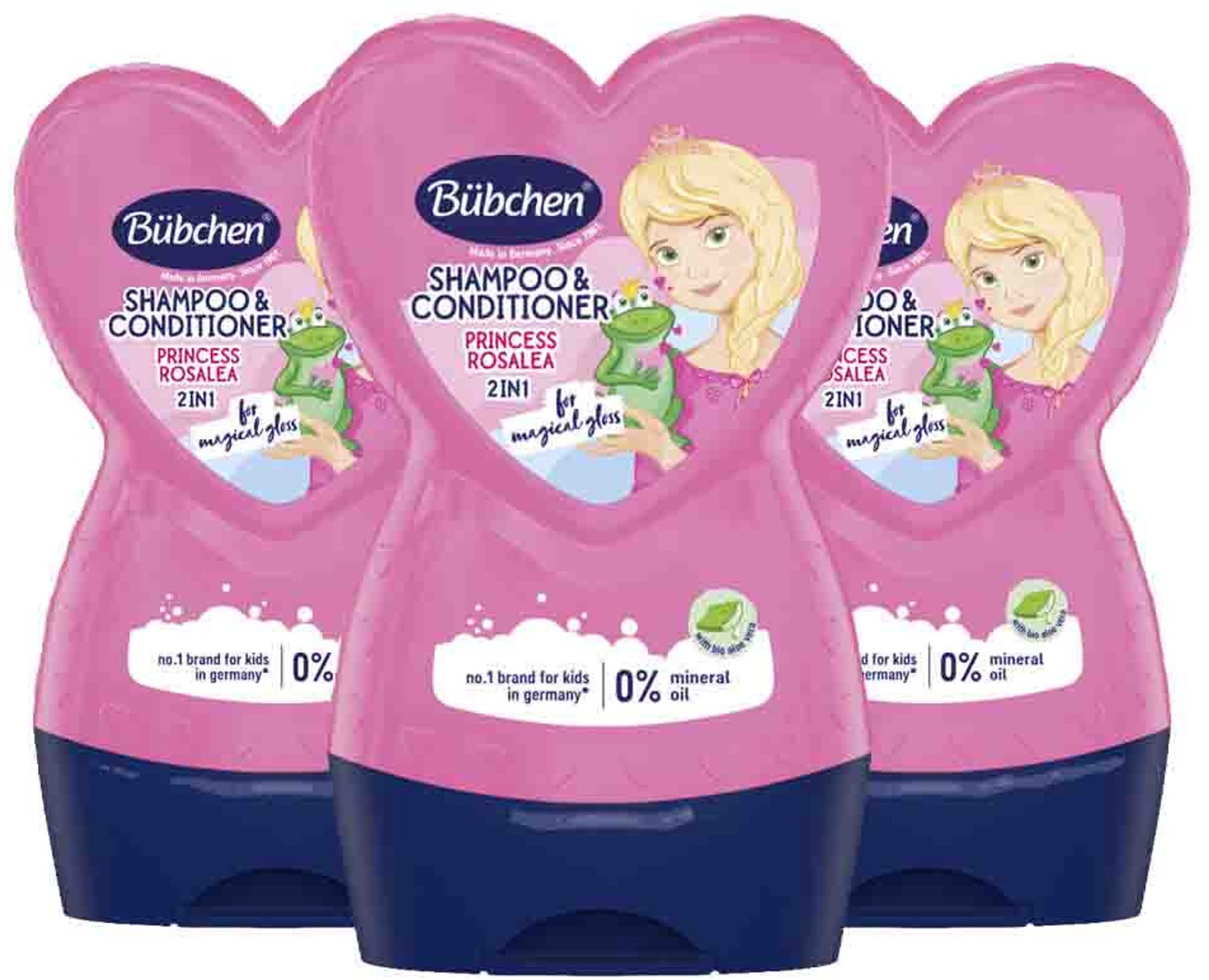 Bübchen - 2in1 Shampoo & Conditioner Princess Rosalea - 3 x 230 ml - Voordeelverpakking