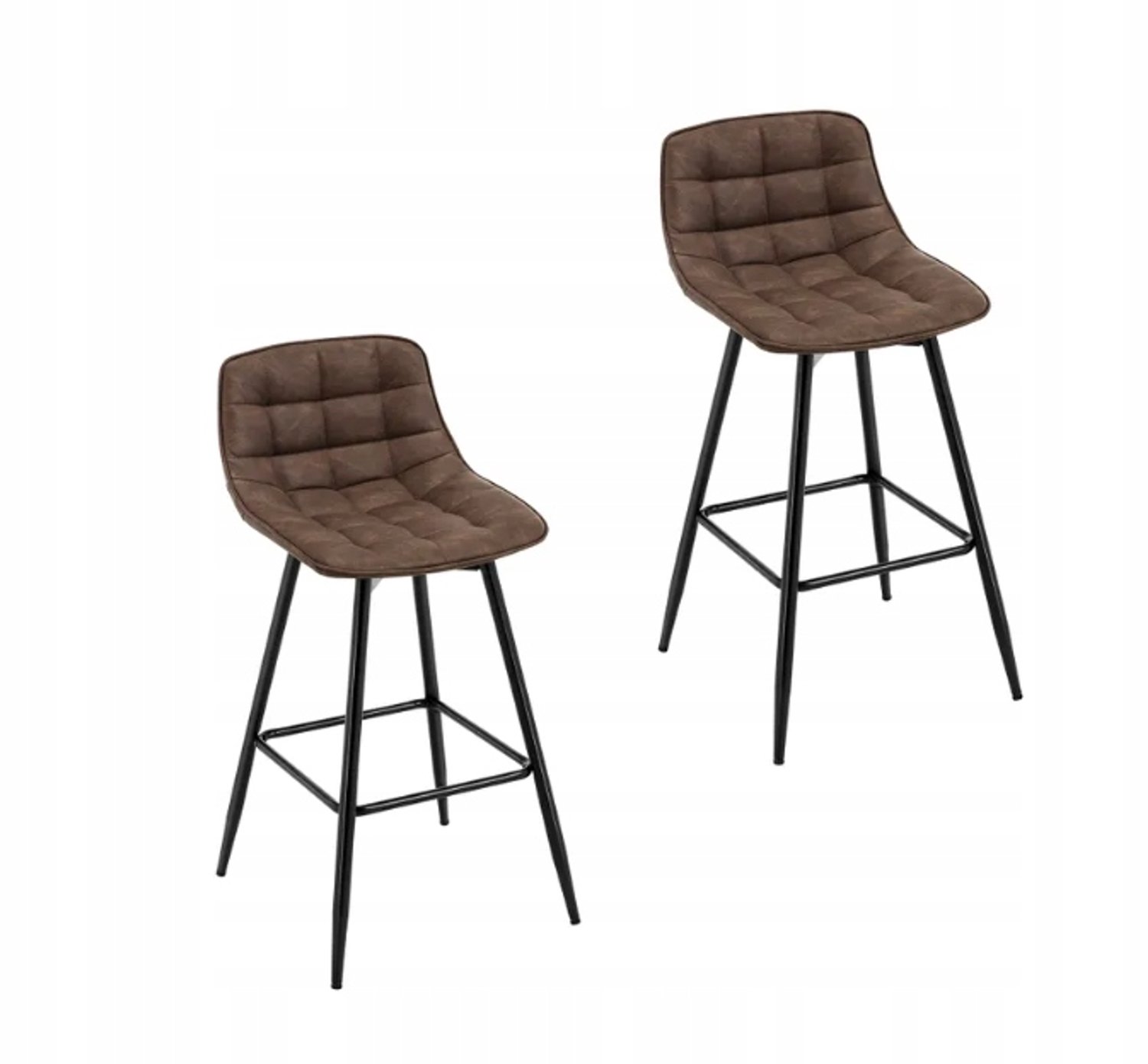 Woltu Barstoelen Set van 2, Bruin Kunstleer, 84 cm Hoog