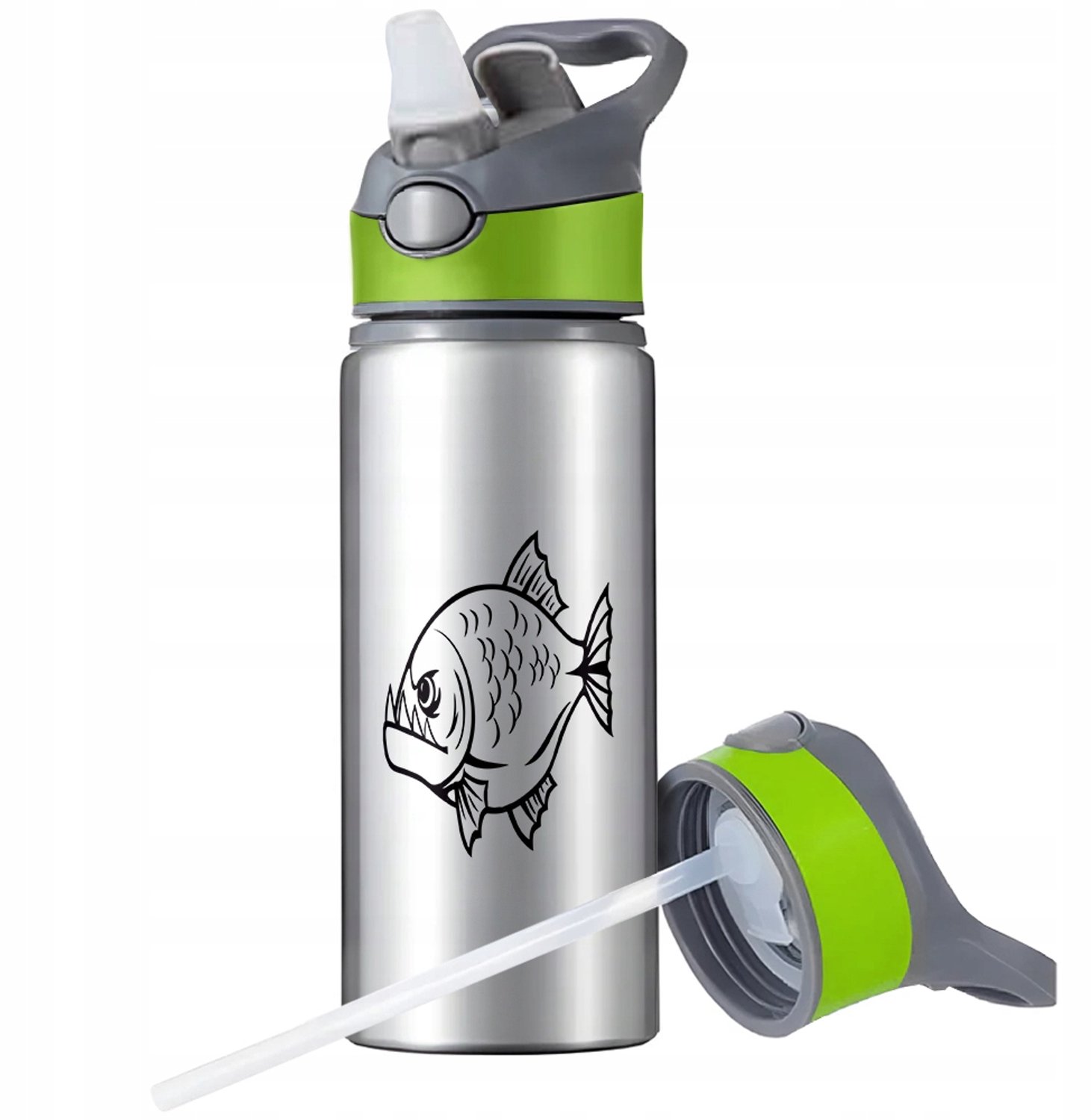 Aluminium Sport Bidon 650ml met Rietje en Handvat - Merkloos