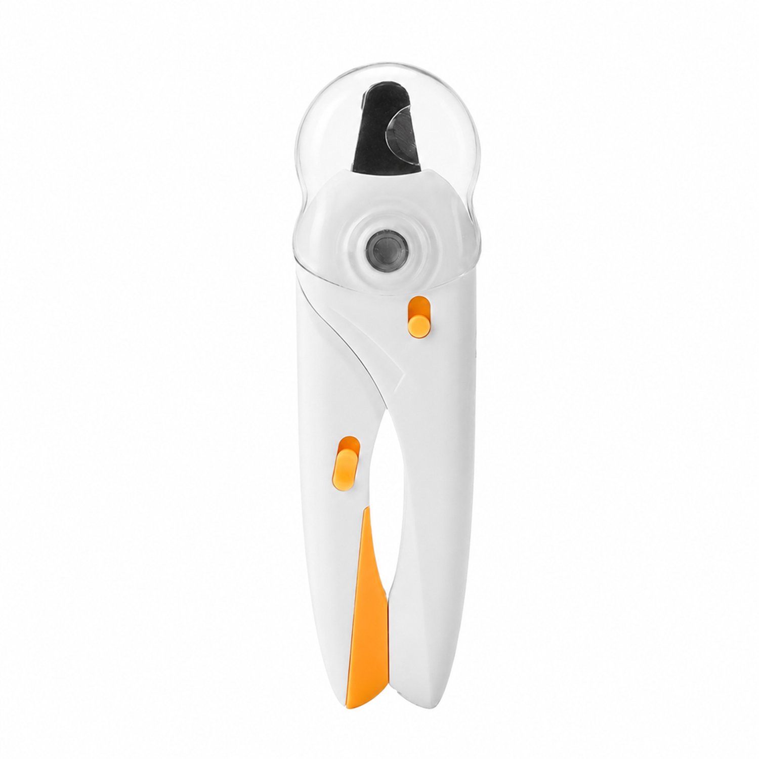 Elektrische nagelknipper voor huisdieren - knoopcelvoeding - nagelverzorging - oranje en wit - verpakking 14,5 x 4,5 x 4 cm