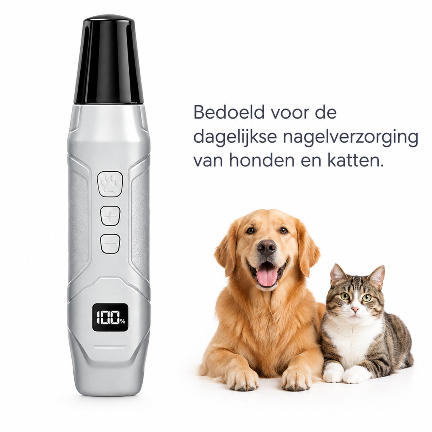 elektrische nagelknipper voor huisdieren - Zilverkleurig - Nagelverzorging voor honden en katten - Engelstalige verpakking