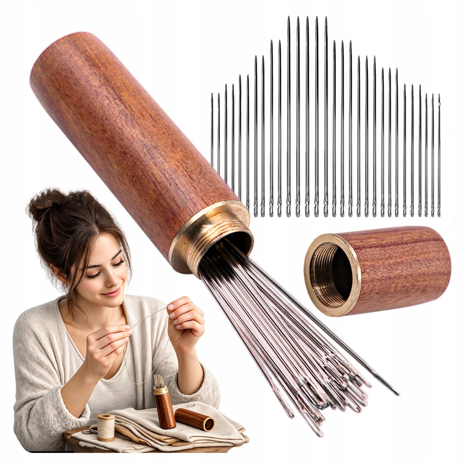 Zelf-opwindende naaisets met etui - 30 stuks