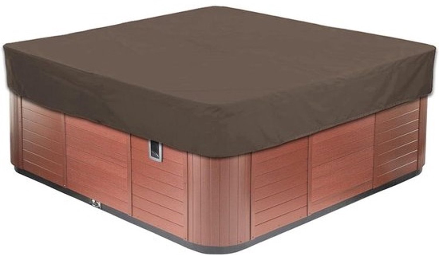 Vierkante hottubhoes – Afdekking voor spa en buitenbad – Bescherming voor buitenbad – Waterdicht en uv-bestendig – 220 x 220 x 90 cm – Bruin