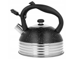 RVS Waterkoker met Fluitje - 2.5L - Zwart Gevlekt - Inductie