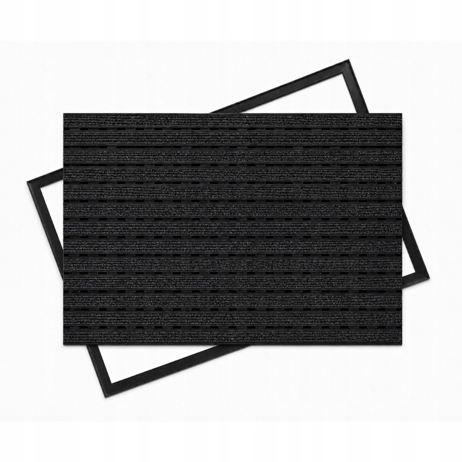 Zwarte Aluminium Deurmat Combi Junior 12mm, 60x40cm met Frame