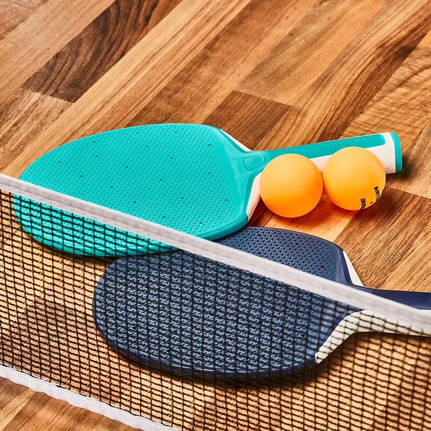 Merkloos Tafeltennis Set: 2 Batjes, 2 Ballen & Net