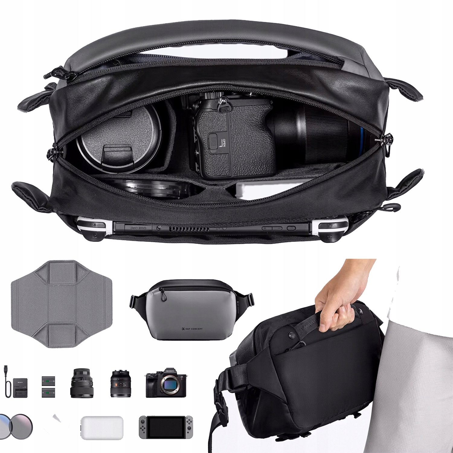 K&F Concept Professionele Zwarte Fototas