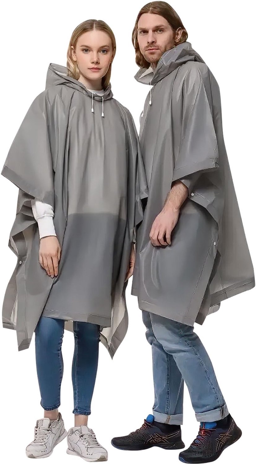 Famanu - Draagbare regenponcho - Bescherming tegen regen - Waterdicht polyester - Grijs 2 stuks
