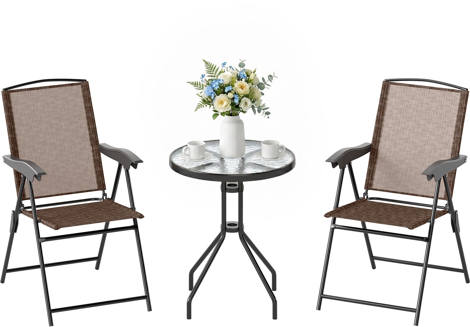 Outsunny Bistroset voor buiten - Metaal - 60x60x70cm - Bruin
