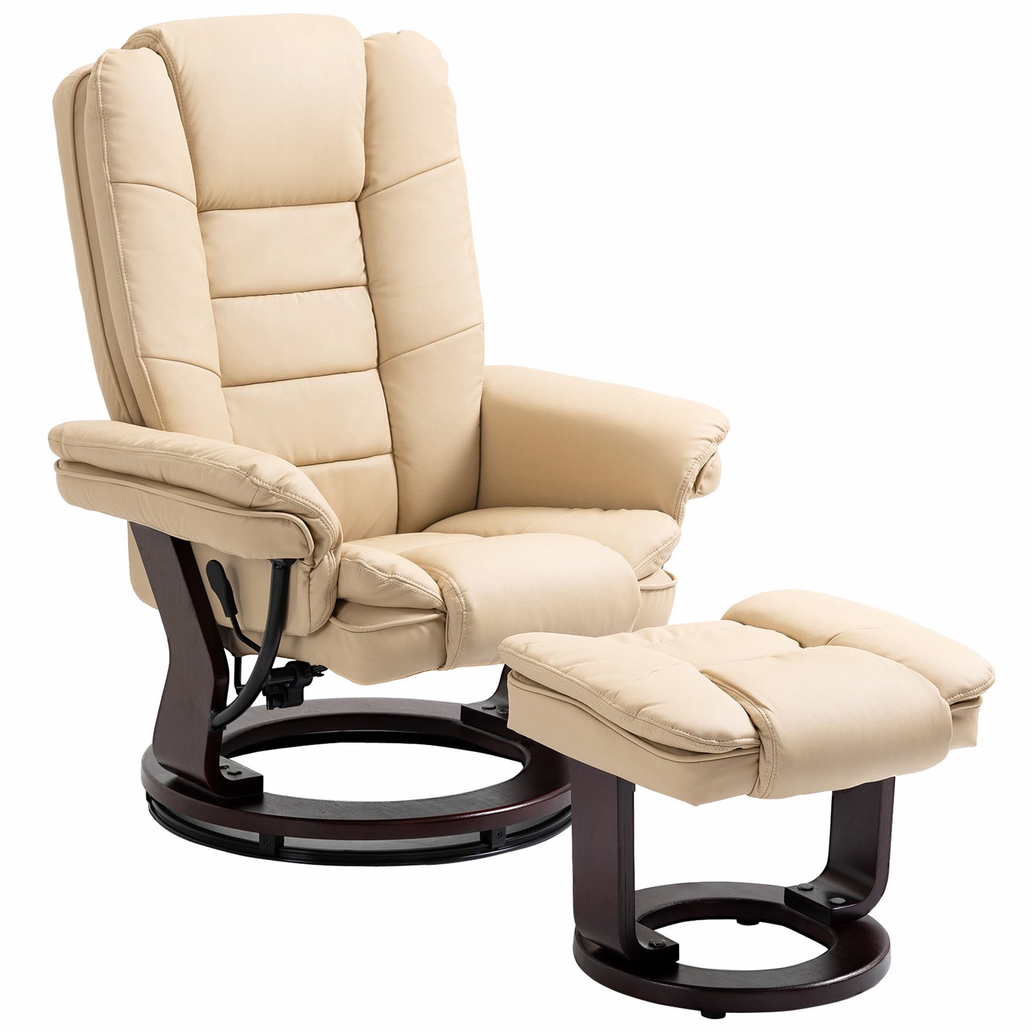 HOMCOM Relaxfauteuil met voetenbank - Synthetische bekleding - 85x82x106cm - Beige