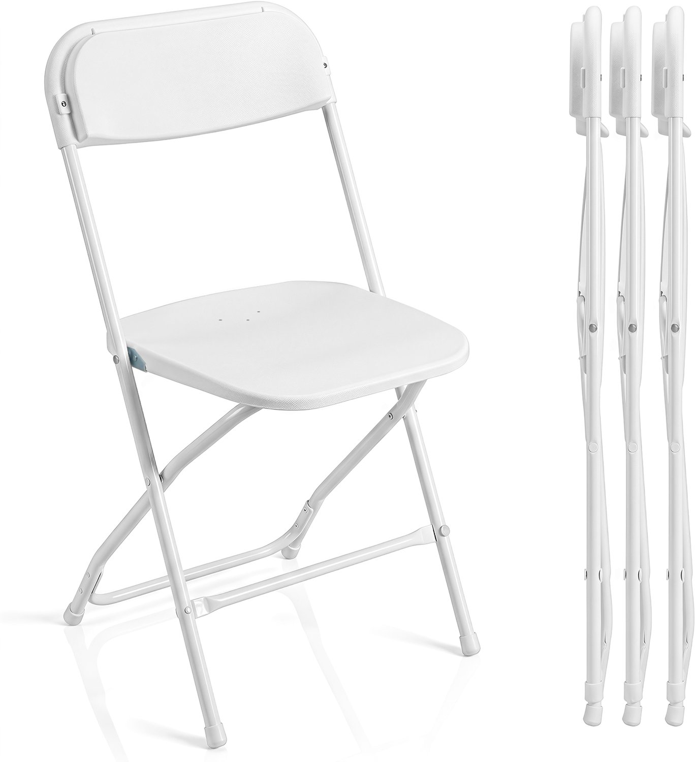 Costway Klapstoelen, set van 4, gaststoelen met metalen frame (wit)