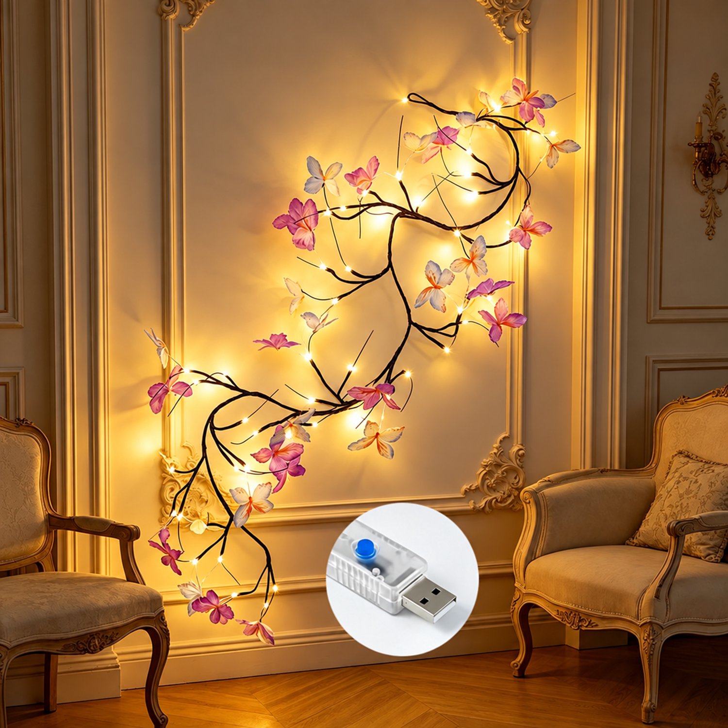 Betoverende Wilgentak-Lichtslinger – lamp – 1,8 meter Twinkelende Boomtak met Afstandsbediening – 96 LED-Slingerlampjes voor Wand – Slaapkamer – Woonkamer & Huisdecoratie – Paars