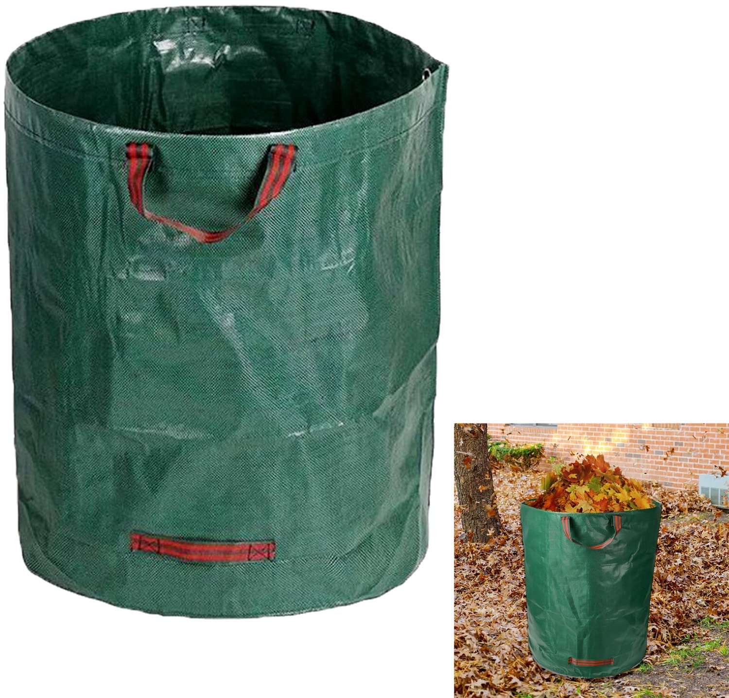 Famanu - Zelfstaande bladverzamelaar - Opruimen van grote hoeveelheden bladeren - Ruime polyester zak met deksel - Groen 1 stuk