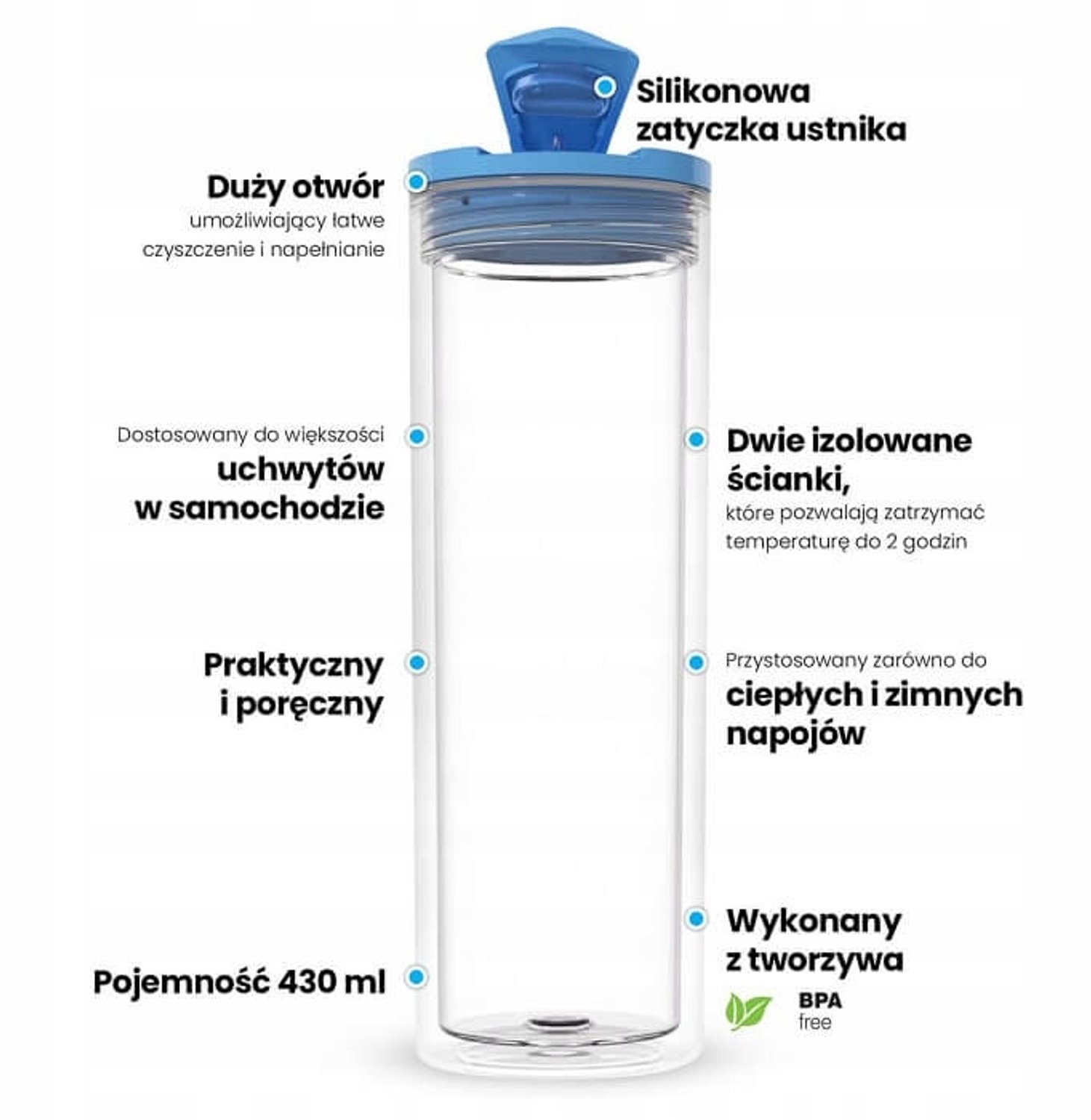 Dafi SELF Thermosbeker 430 ml - Houdt Drankjes Warm & Koud
